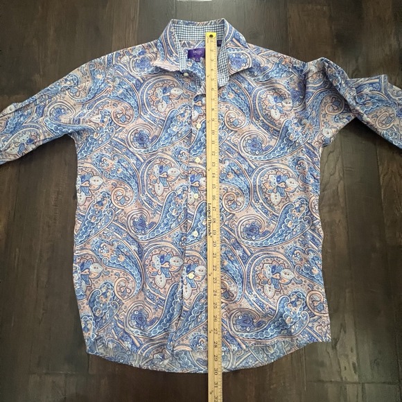 Tallia Flip Cuff L Mens Button Up Shirt  Pink Paisley Cotton All Over Print Prep - Picture 9 of 10